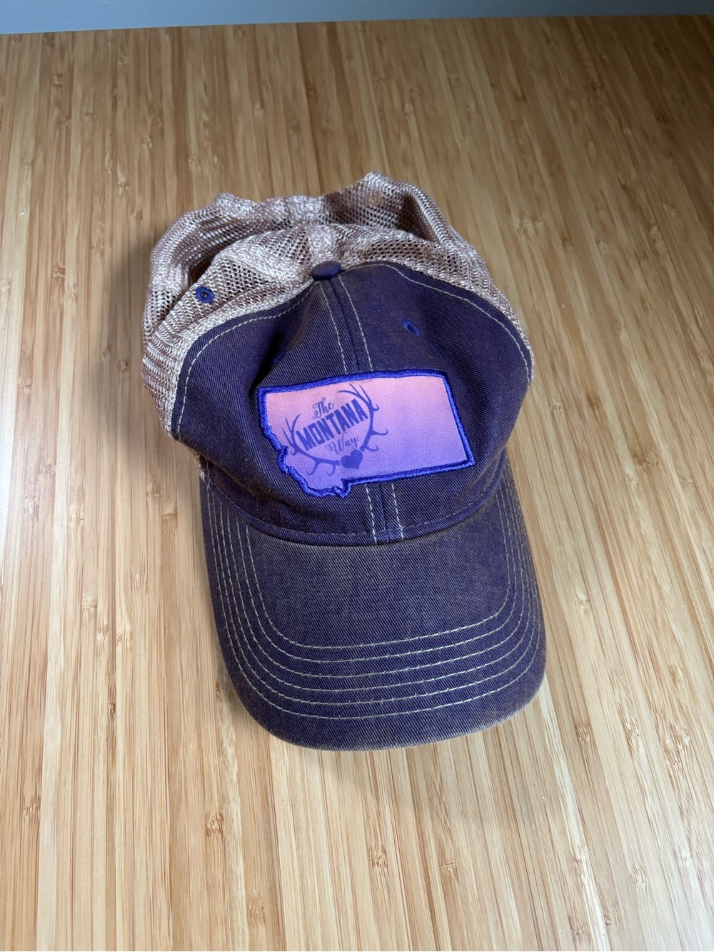 Legacy Brown & Tan Mesh Trucker Hat with Purple Patch